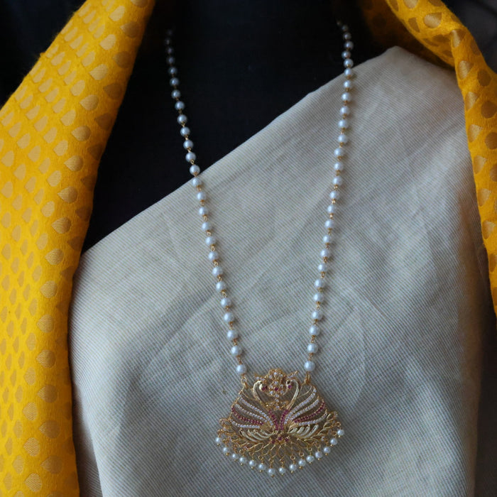 Heritage gold plated padakam pearl long necklace HP910