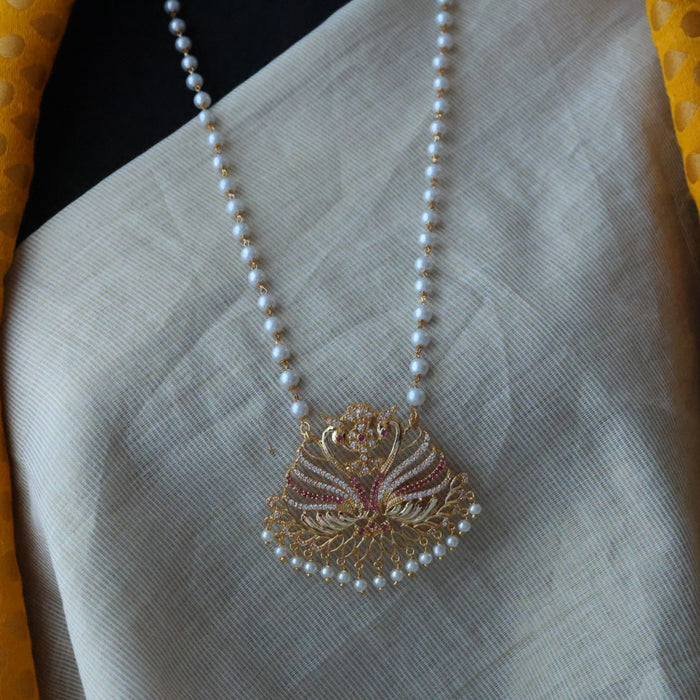 Heritage gold plated padakam pearl long necklace HP910