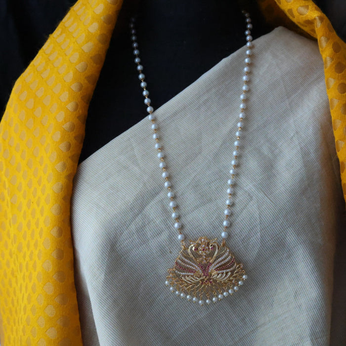 Heritage gold plated padakam pearl long necklace HP910