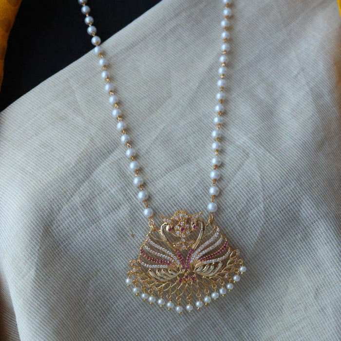 Heritage gold plated padakam pearl long necklace HP910