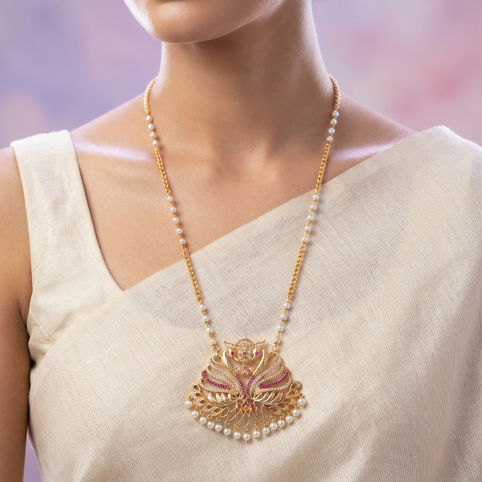 Heritage gold plated padakam long necklace HP217