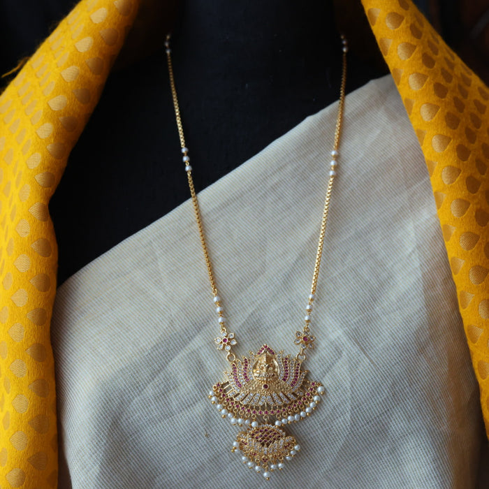 Heritage gold plated padakam pearl long necklace HP32