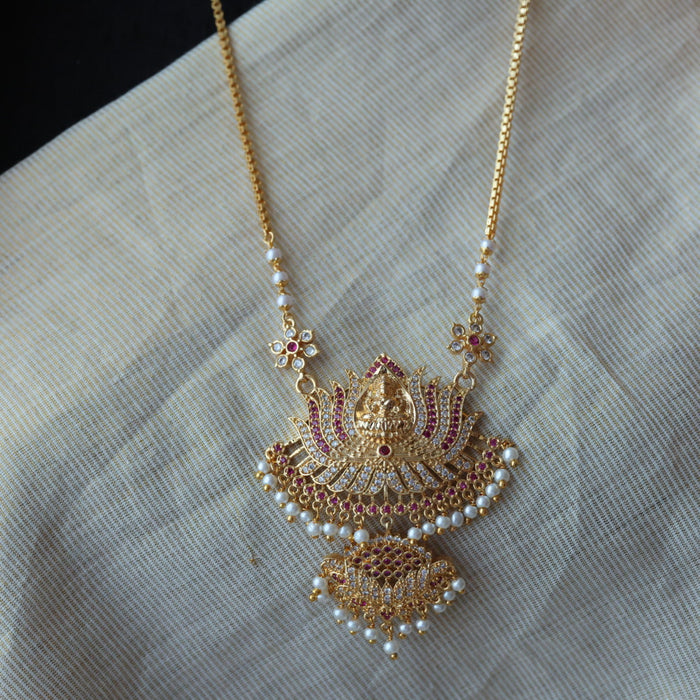 Heritage gold plated padakam pearl long necklace HP32