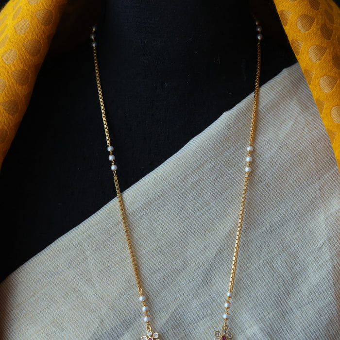 Heritage gold plated padakam pearl long necklace HP32