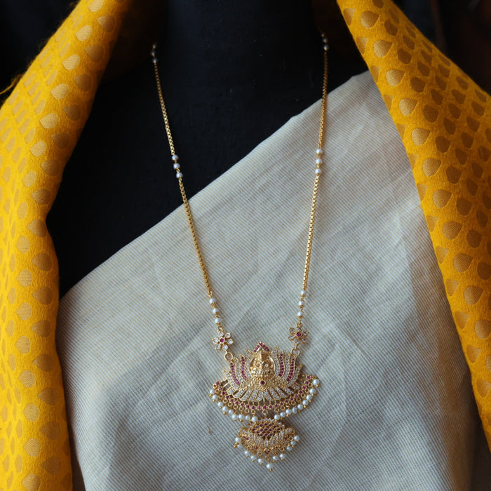 Heritage gold plated padakam pearl long necklace HP32