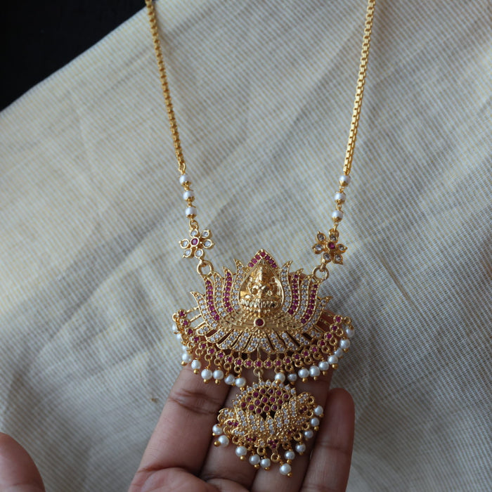 Heritage gold plated padakam pearl long necklace HP32