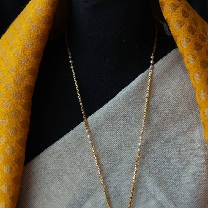 Heritage gold plated padakam pearl long necklace HP221