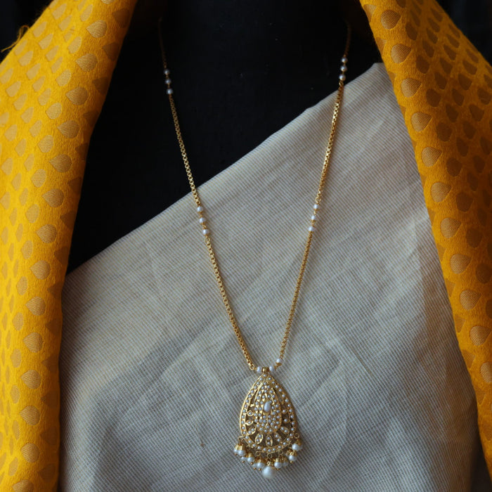 Heritage gold plated padakam pearl long necklace HP33