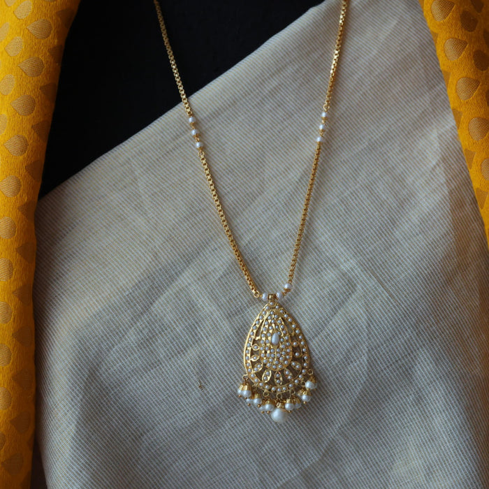 Heritage gold plated padakam pearl long necklace HP33