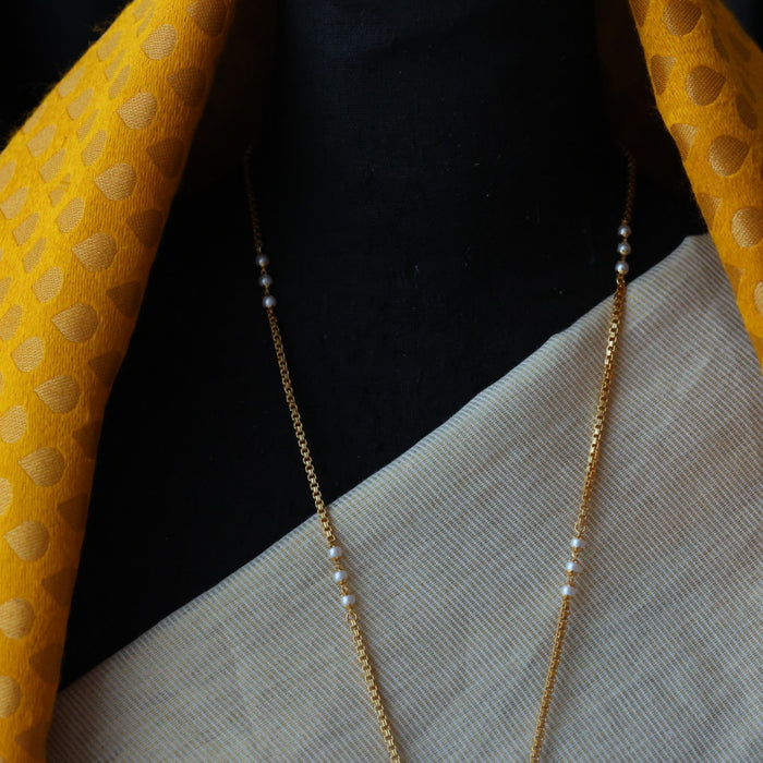 Heritage gold plated padakam pearl long necklace HP33