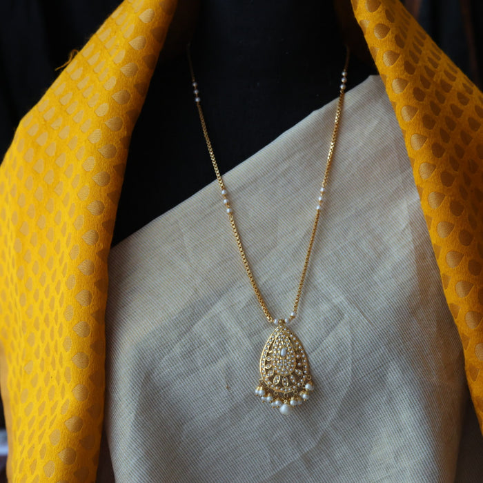 Heritage gold plated padakam pearl long necklace HP33