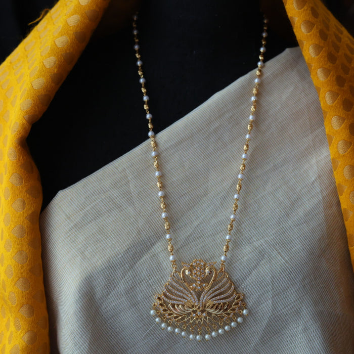 Heritage gold plated padakam pearl long necklace HP222