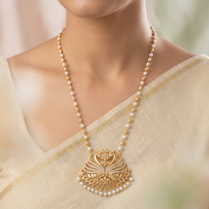 Heritage gold plated padakam pearl long necklace HP222