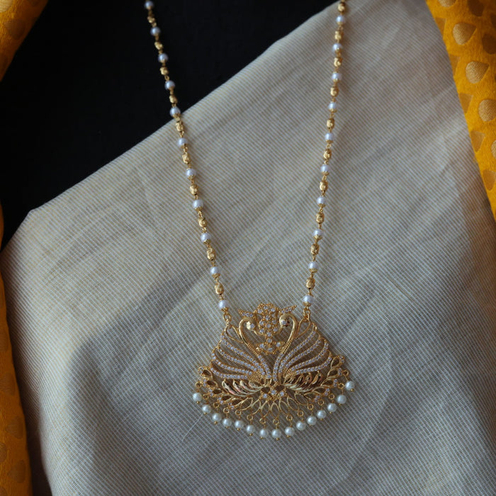 Heritage gold plated padakam pearl long necklace HP222