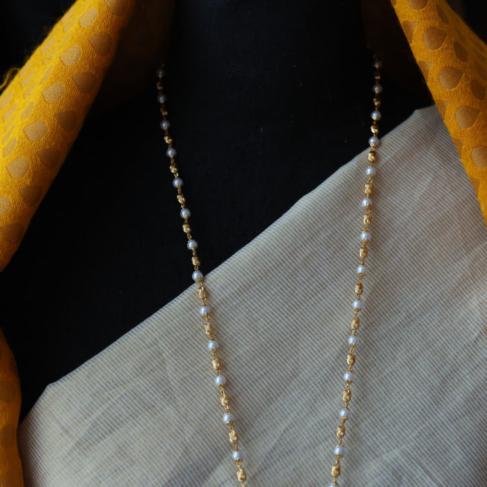 Heritage gold plated padakam pearl long necklace HP222