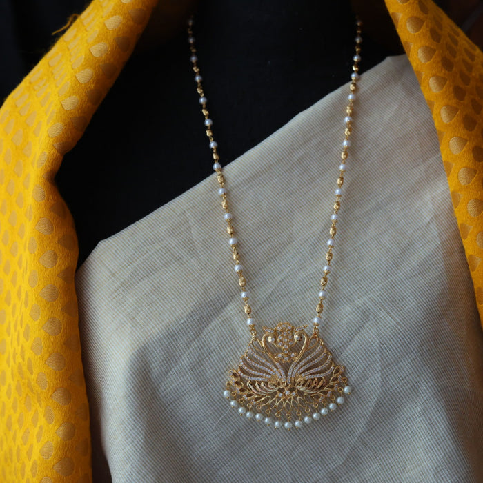 Heritage gold plated padakam pearl long necklace HP222