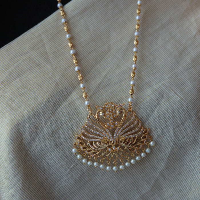 Heritage gold plated padakam pearl long necklace HP222