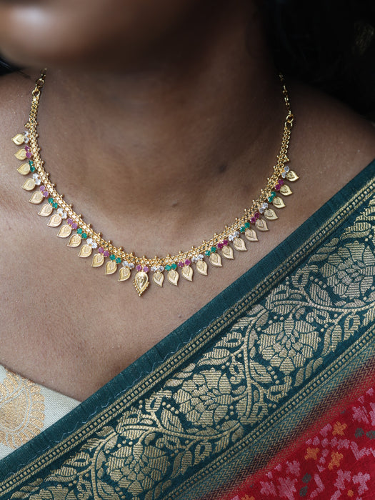 Heritage gold plated multi stone mango short necklace H1456