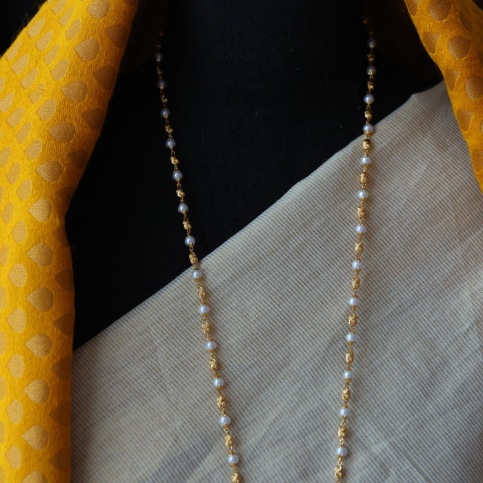 Heritage gold plated padakam pearl long necklace HP34