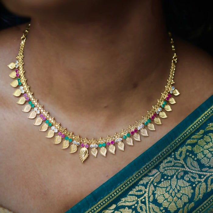 Heritage gold plated multi stone mango short necklace H1456