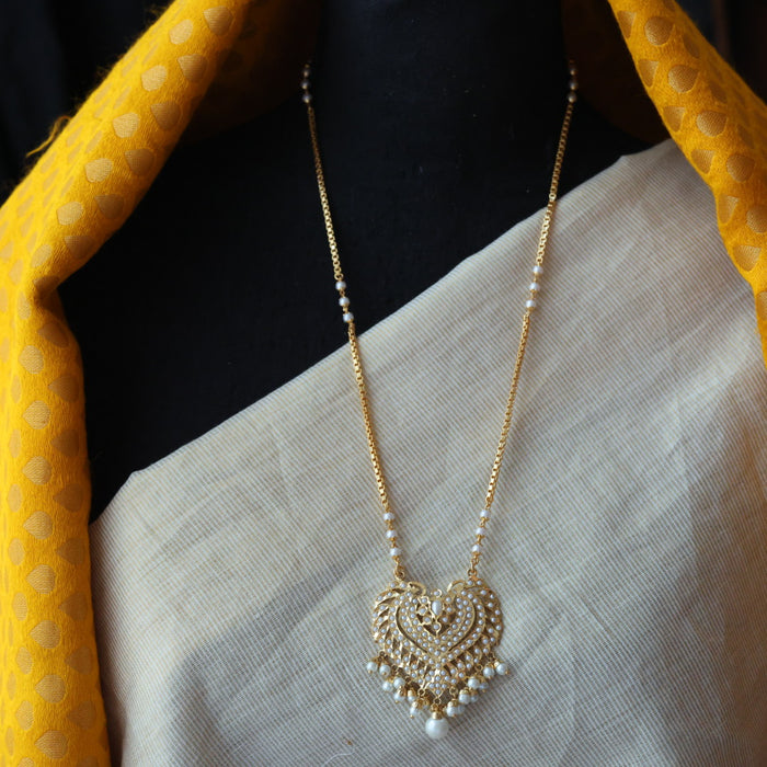 Heritage gold plated padakam pearl long necklace HP223