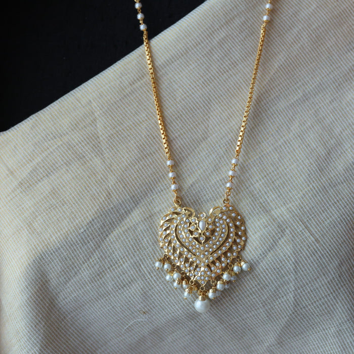 Heritage gold plated padakam pearl long necklace HP223