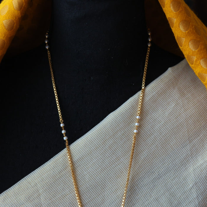 Heritage gold plated padakam pearl long necklace HP223