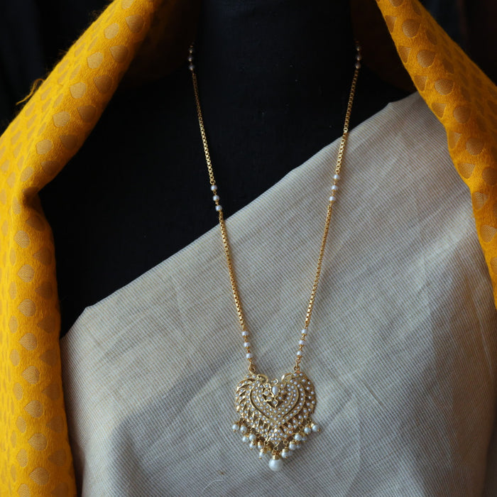Heritage gold plated padakam pearl long necklace HP223