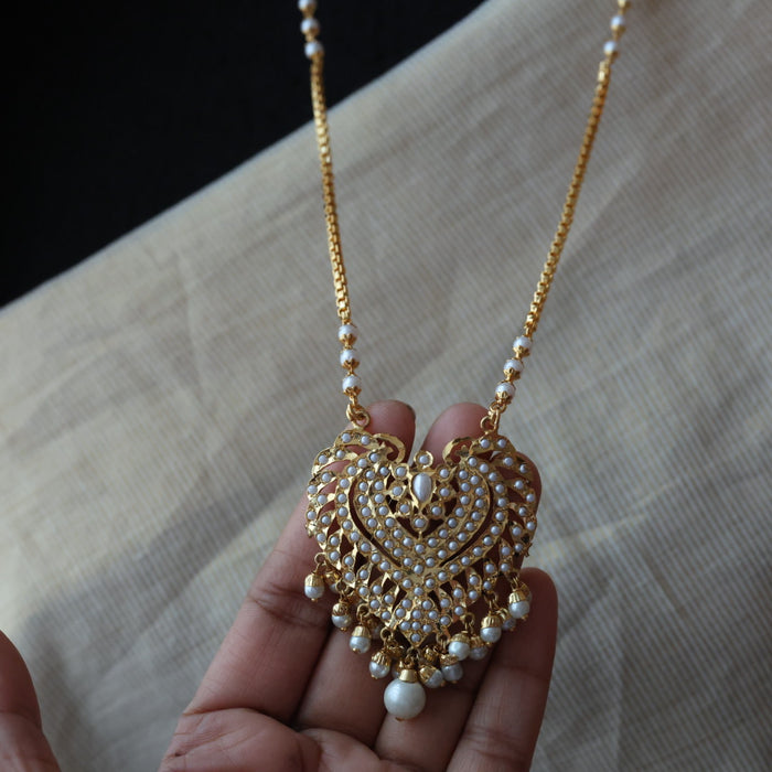 Heritage gold plated padakam pearl long necklace HP223