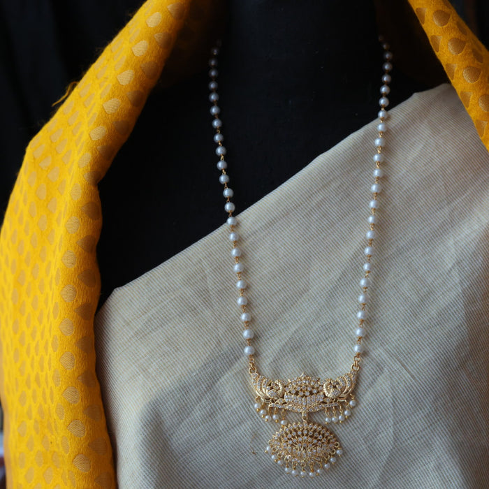 Heritage gold plated padakam pearl long necklace HP219