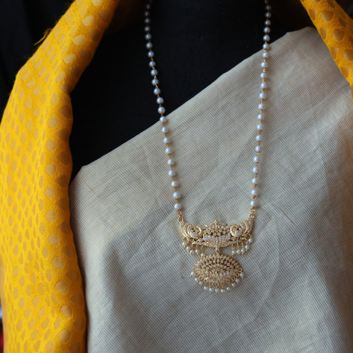 Heritage gold plated padakam pearl long necklace HP219