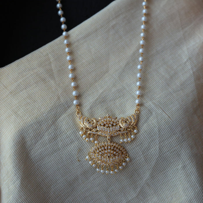 Heritage gold plated padakam pearl long necklace HP219