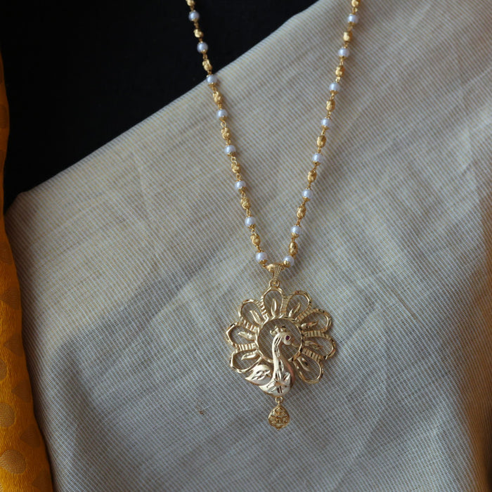 Heritage gold plated padakam pearl long necklace HP212