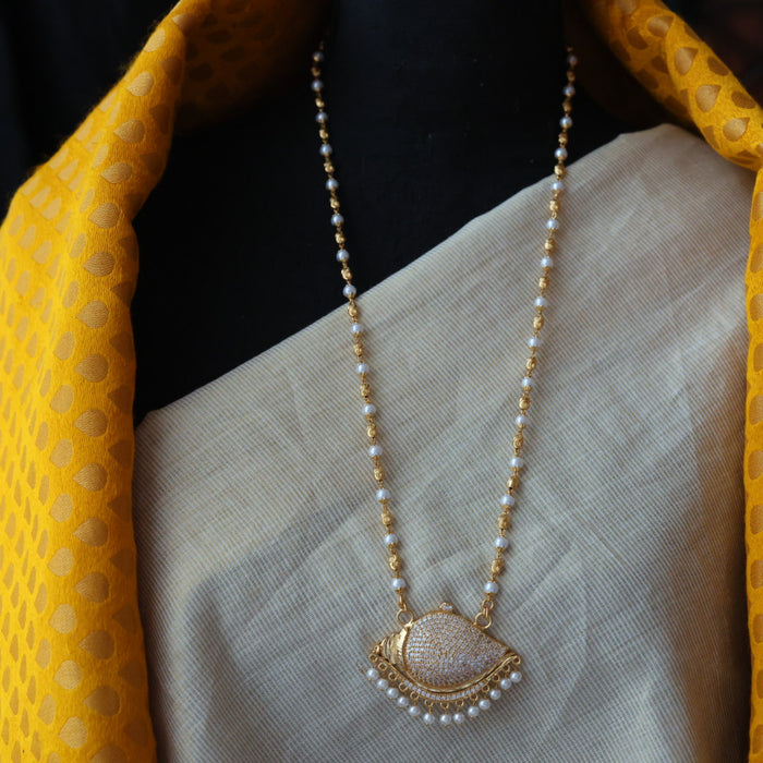 Heritage gold plated padakam pearl long necklace HP322