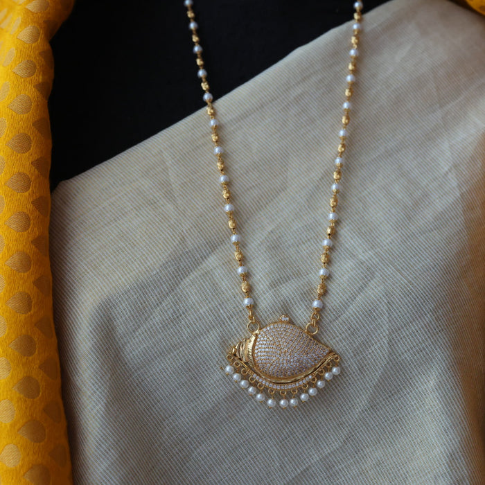 Heritage gold plated padakam pearl long necklace HP322