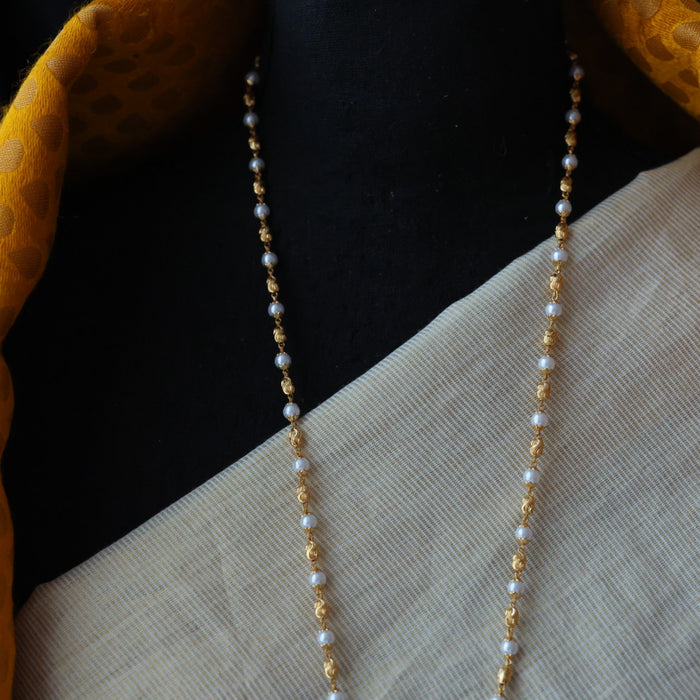 Heritage gold plated padakam pearl long necklace HP322