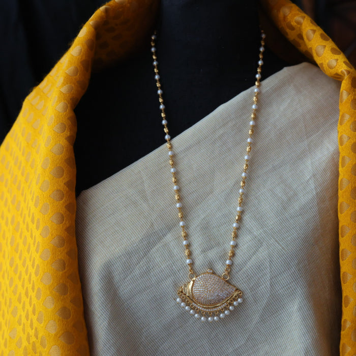 Heritage gold plated padakam pearl long necklace HP322