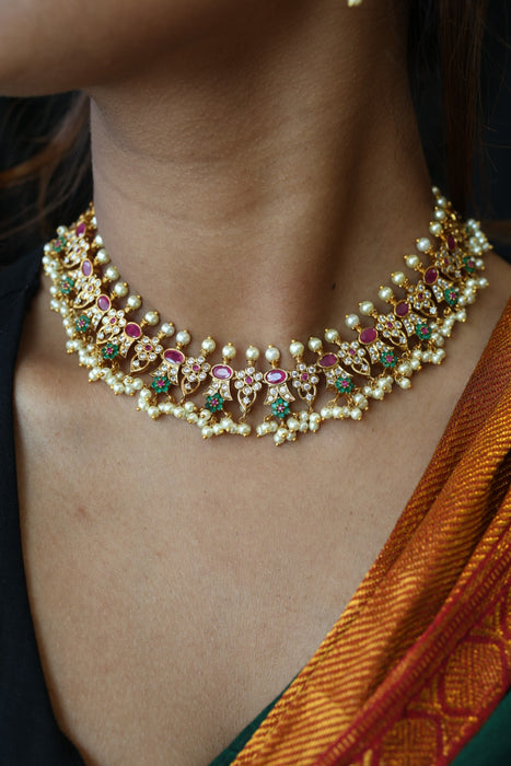 Antique short necklace with earrings SS12010