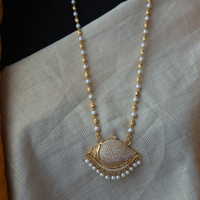 Heritage gold plated padakam pearl long necklace HP322