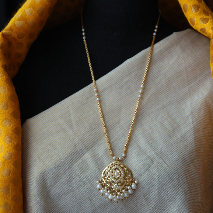 Heritage gold plated padakam pearl long necklace HP329