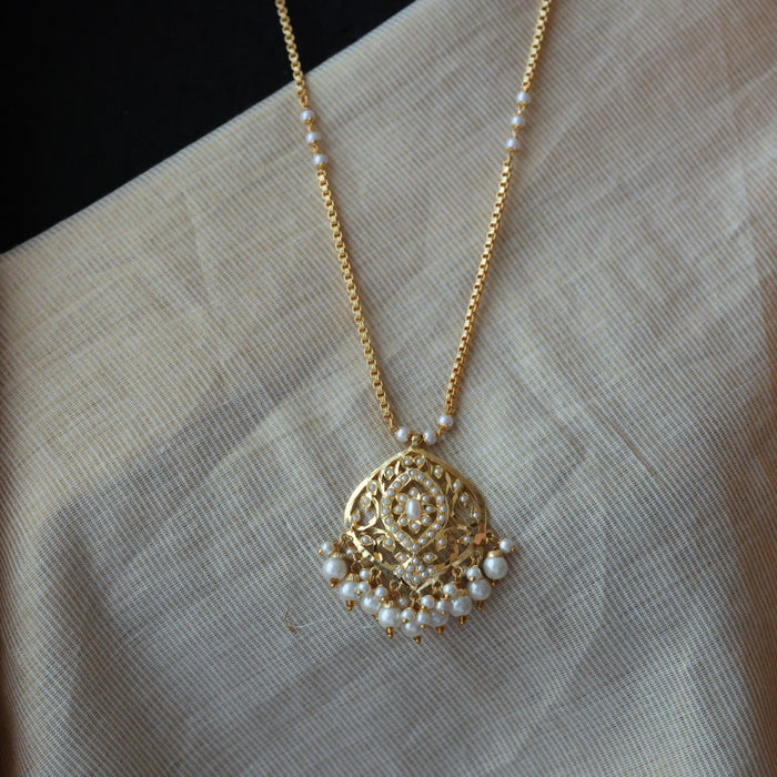 Heritage gold plated padakam pearl long necklace HP329