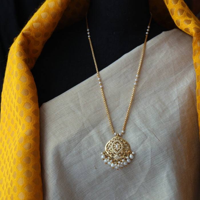 Heritage gold plated padakam pearl long necklace HP329