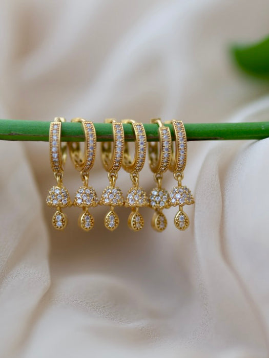 Heritage gold plated white stone hoop earrings HD300