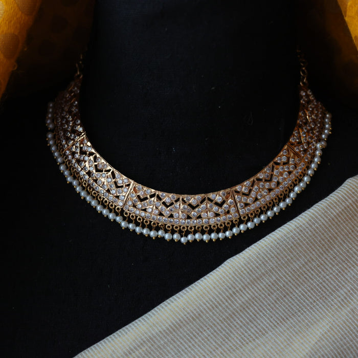 Heritage gold plated pearl short necklace H329