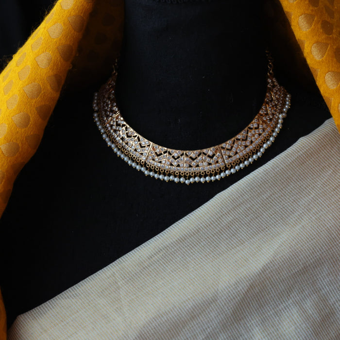 Heritage gold plated pearl short necklace H329