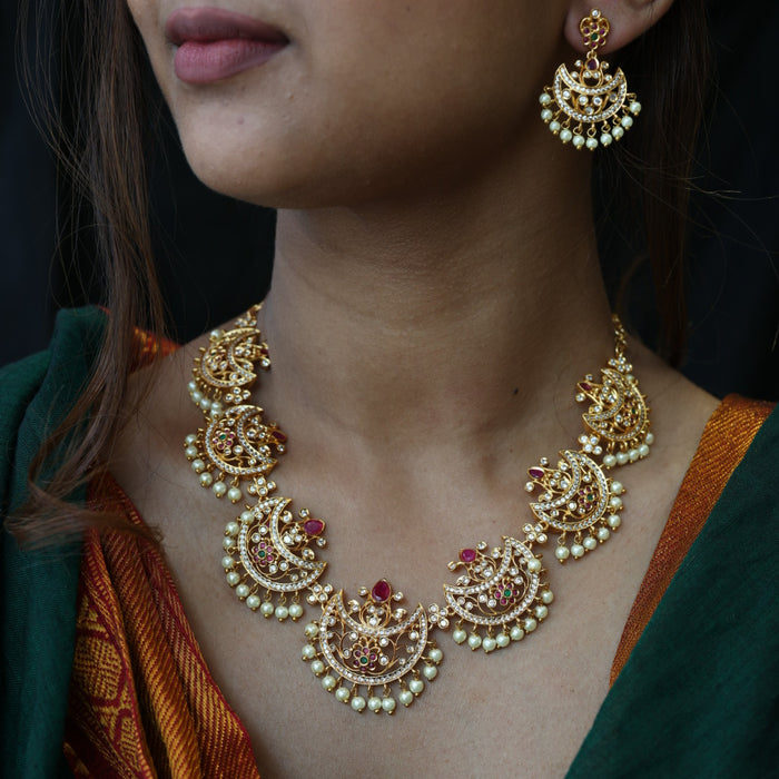Antique pearl short necklace and earring SS12088