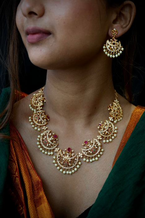 Antique pearl short necklace and earring SS12088