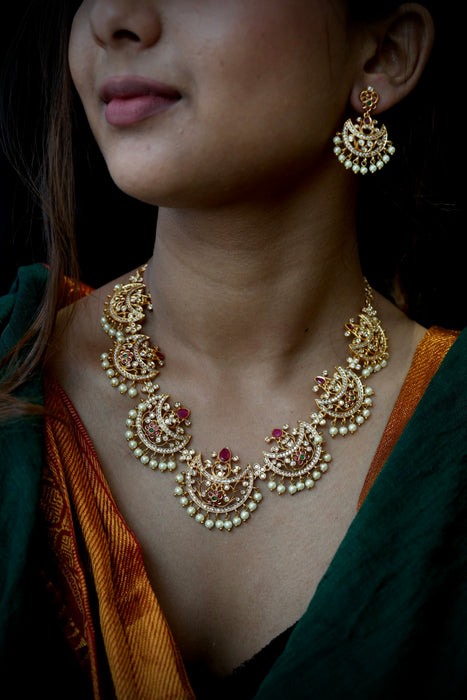 Antique pearl short necklace and earring SS12088