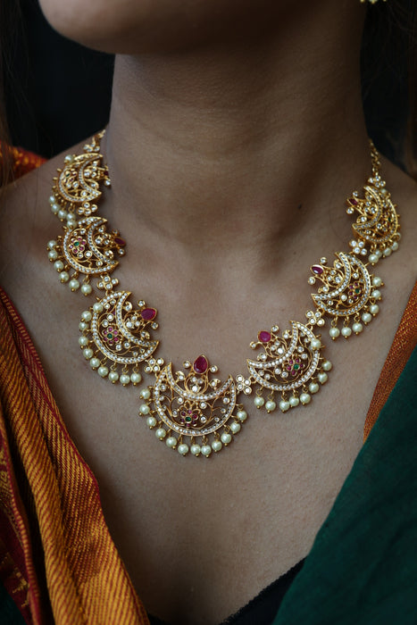 Antique pearl short necklace and earring SS12088