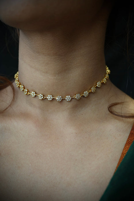 Antique whites stone short necklace with earrings TTS4360